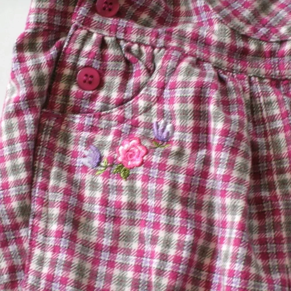 Vintage Baby Place Girls Overalls Pink Flowers Embroidered 3-6 Months